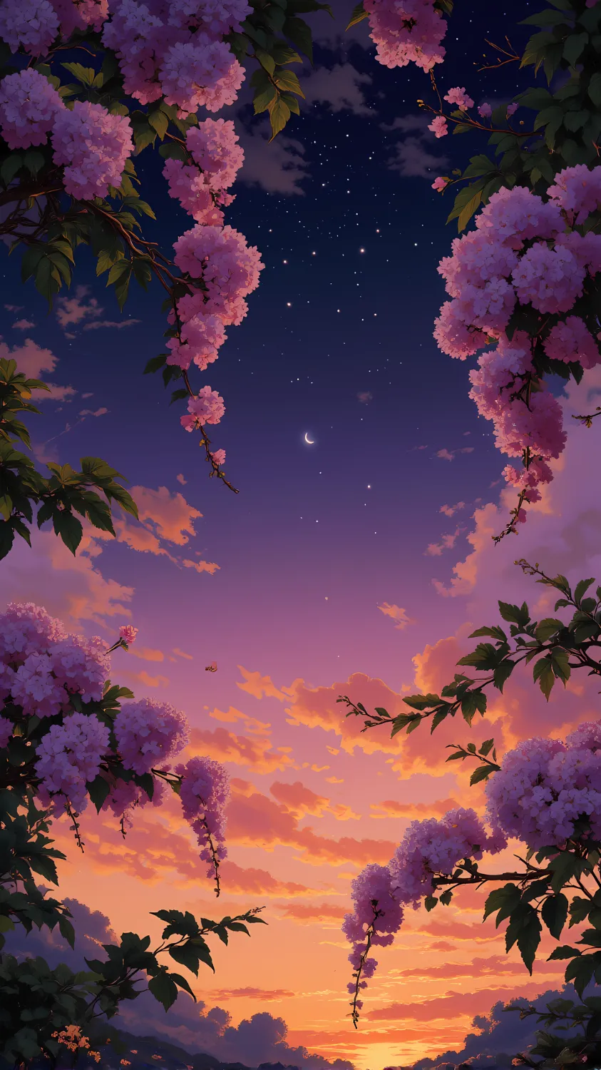 moon and the flowers
