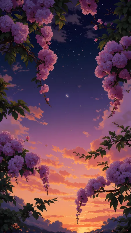moon and the flowers