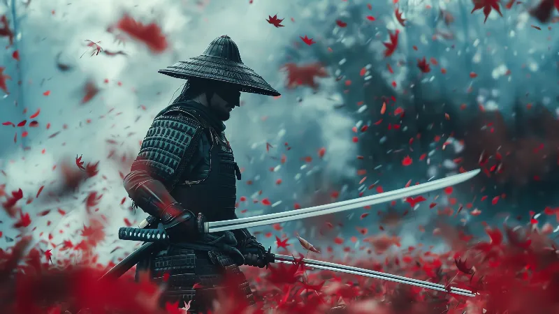 Samurai warrior ai created 4k wallpaper