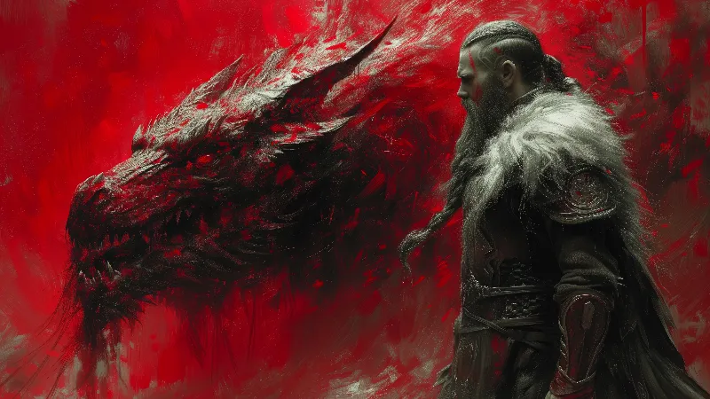 Dragon with warrior 4k ai created wallpaper