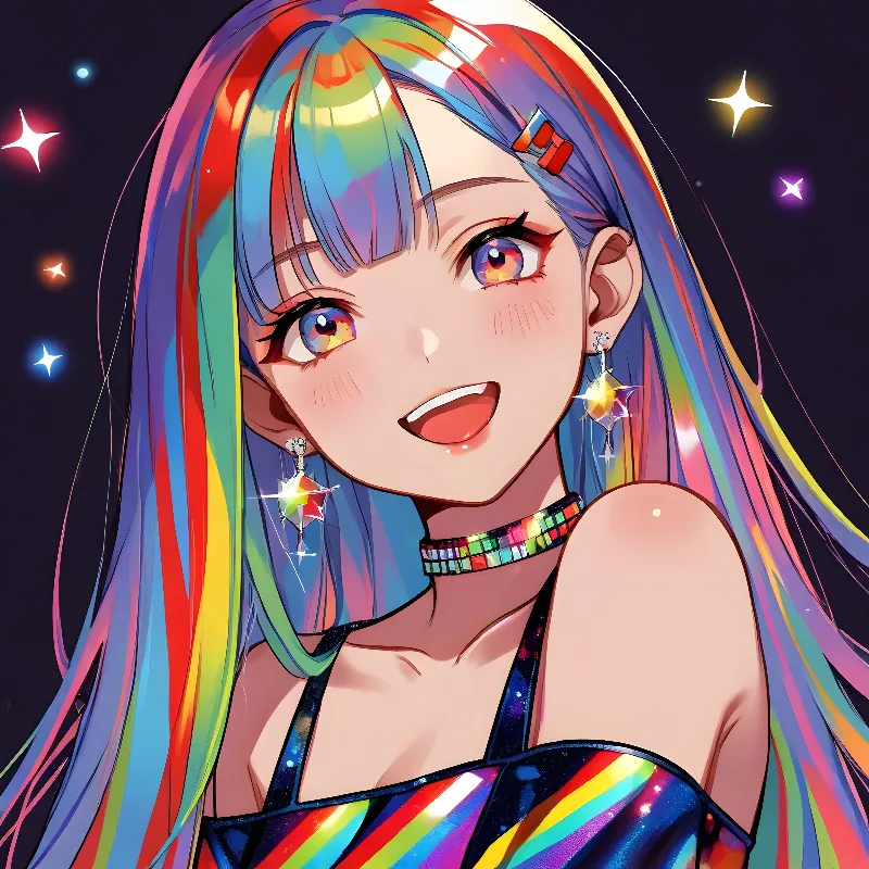 Rainbow hairs anime