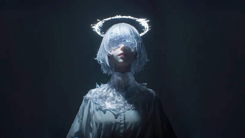 Angel white dress 8k wallpaper