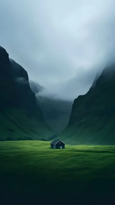 Alone house in mountains full hd wallpaper