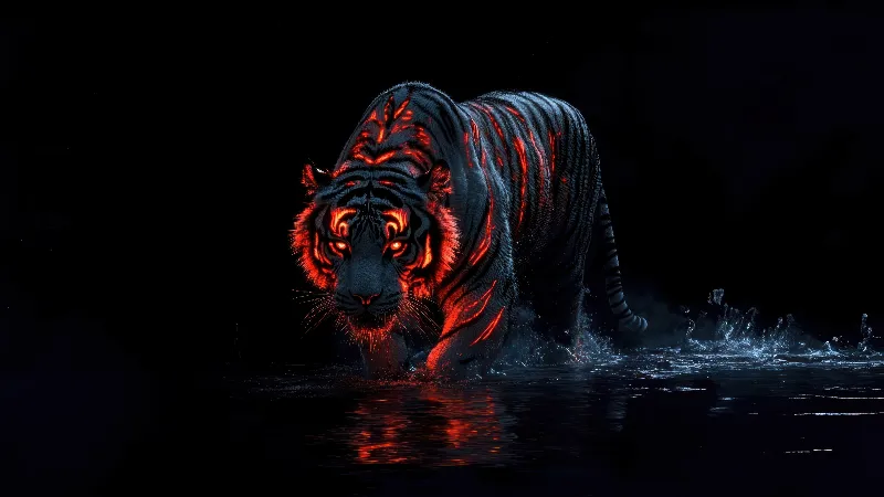 Tiger glowing art 4k wallpaper