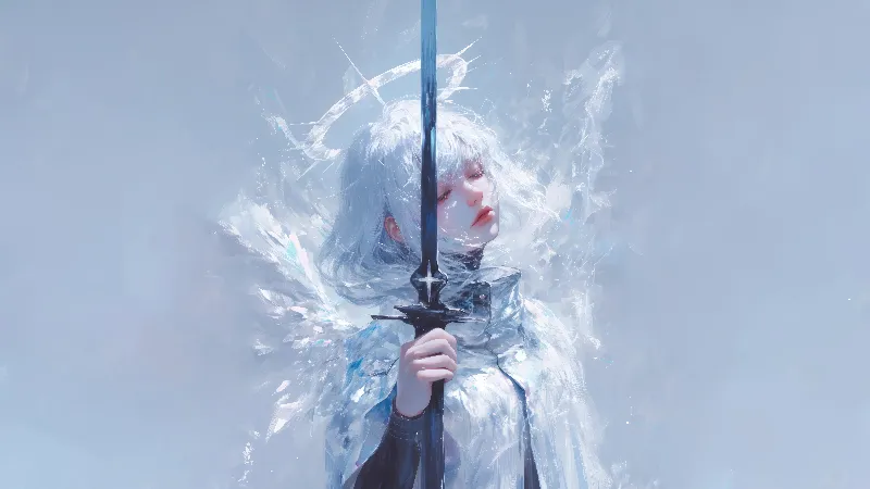 Angel warrior girl anime 8k wallpaper