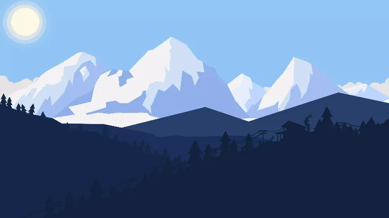 Aesthetic mountain anime 8k desktop wallpaper