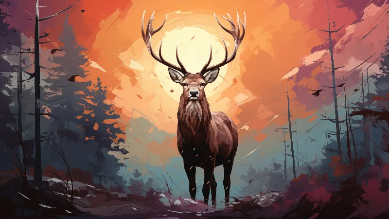 Deer anime art 4k wallpaper