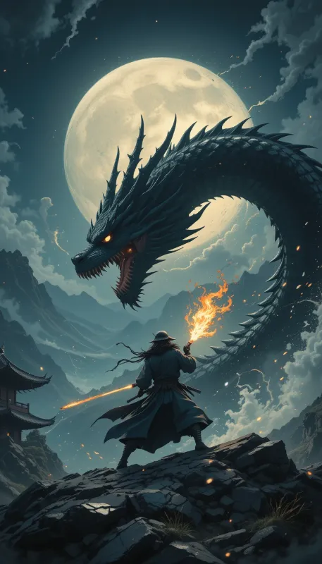 Samurai fight with Dragon