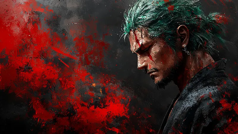 Samurai Anime Warrior Wallpaper Dark Aesthetic with Blood & Fury 4K