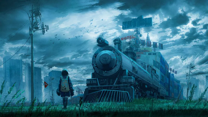 Mysterious train motel 4k wallpaper